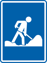 Begin van wegwerkzaamheden.