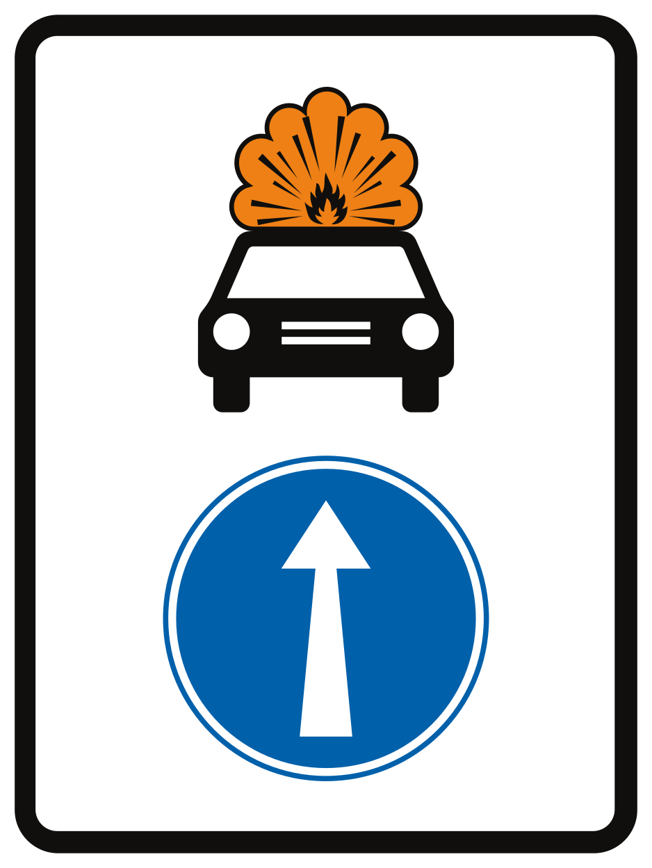 Verplichte route voor explosieve stoffen.