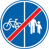 Einde van het gescheiden voet- en fietspad.