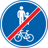 Einde van het gedeelde voet- en fietspad.
