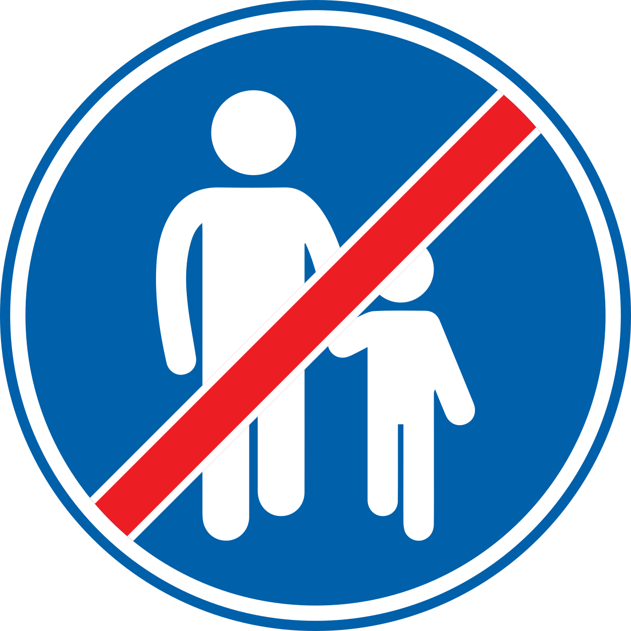 Einde van verplicht pad voor voetgangers.