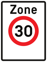 Begin van een zone met snelheidslimiet.