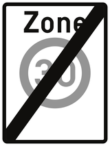 Einde van de zone met snelheidslimiet.