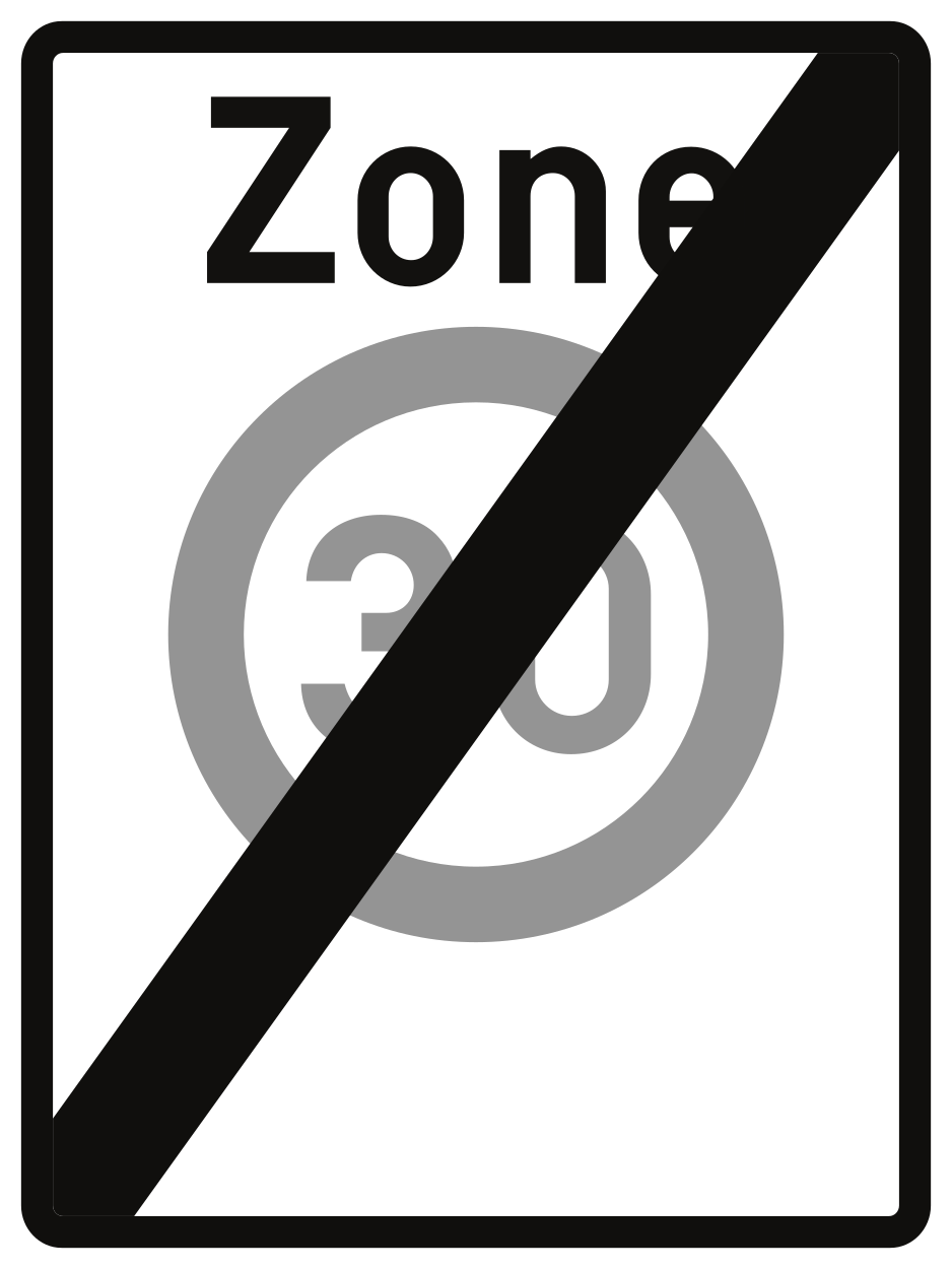 Einde van de zone met snelheidslimiet.