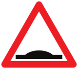 Waarschuwing voor een verkeersdrempel.