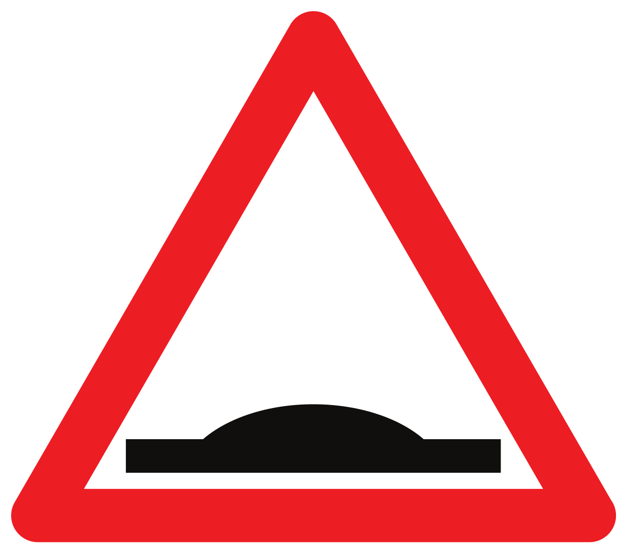 Waarschuwing voor een verkeersdrempel.