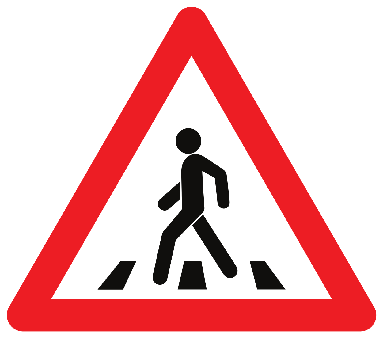 Waarschuwing voor een voetgangersoversteekplaats.