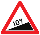 Waarschuwing voor een steile helling omhoog.